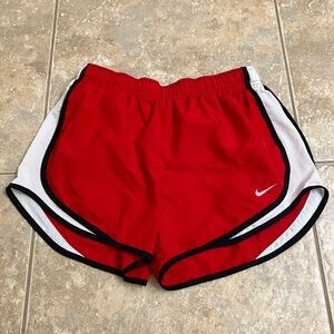Nike Women's Red and White Running Shorts Size Medium